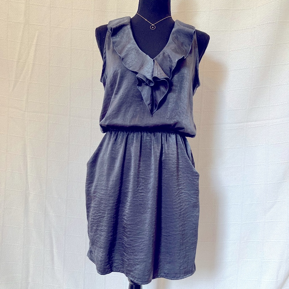 Cute mini dress, Prisma, size small in a fun, silky blue- grey color